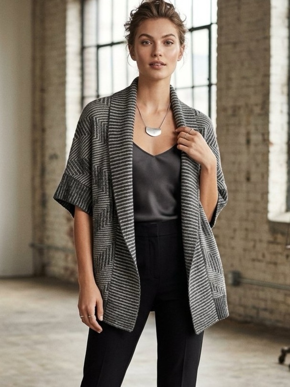 Express • Black and White Open Cardigan